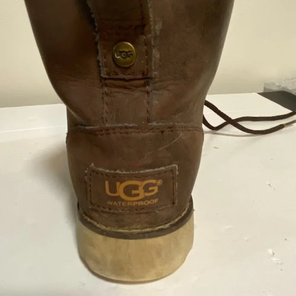 UGG Kesey Waterproof Leather Lace-Up Boots Size 4